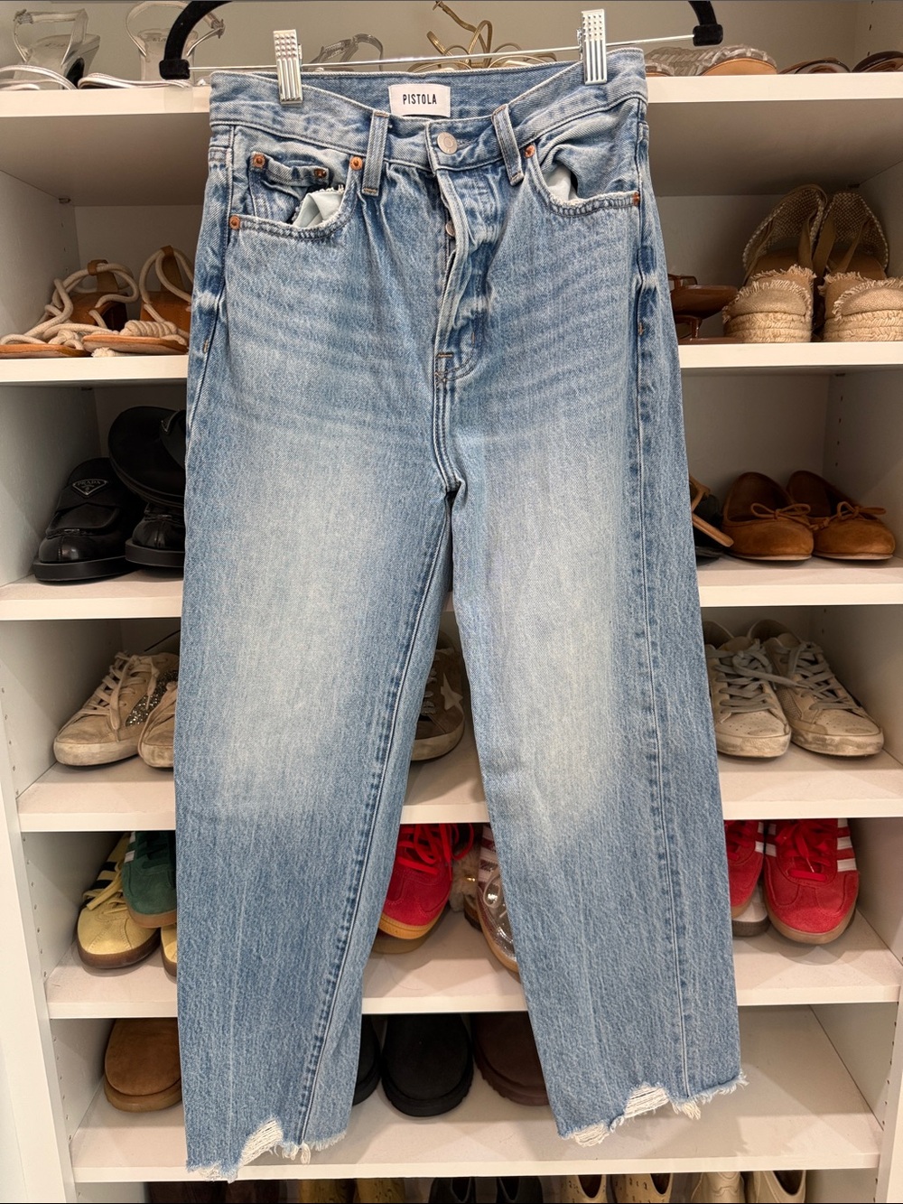 pistola women’s Light Blue Relaxed Straight Jeans - Washed Denim